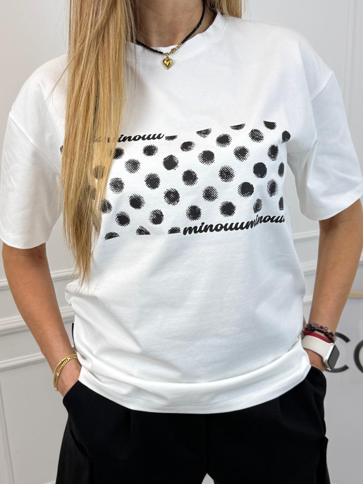 Bluzka T-shirt Minouu Kropeczki Kokosowa