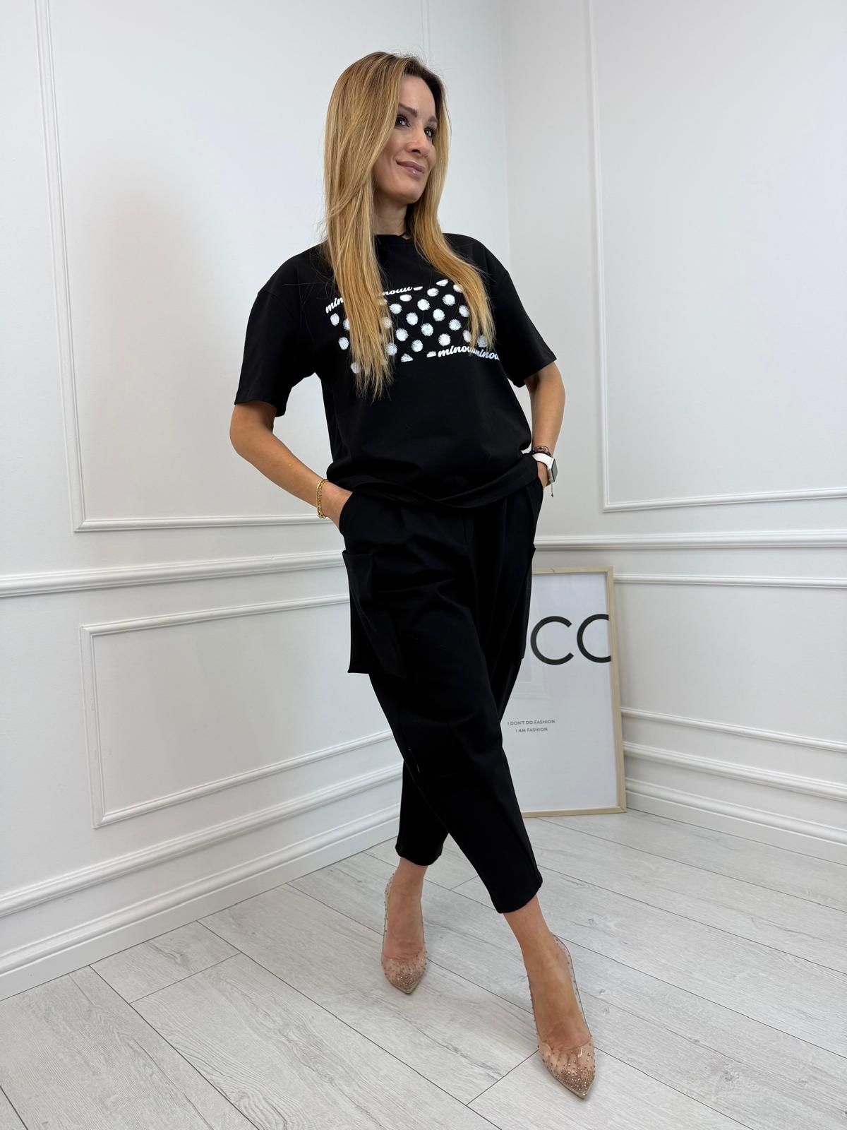 Bluzka T-shirt Minouu Kropeczki Czarna