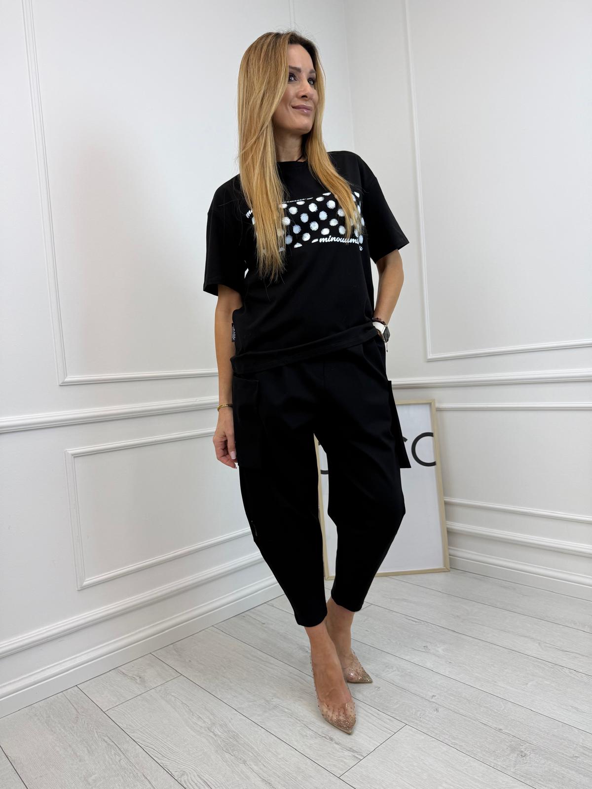 Bluzka T-shirt Minouu Kropeczki Czarna