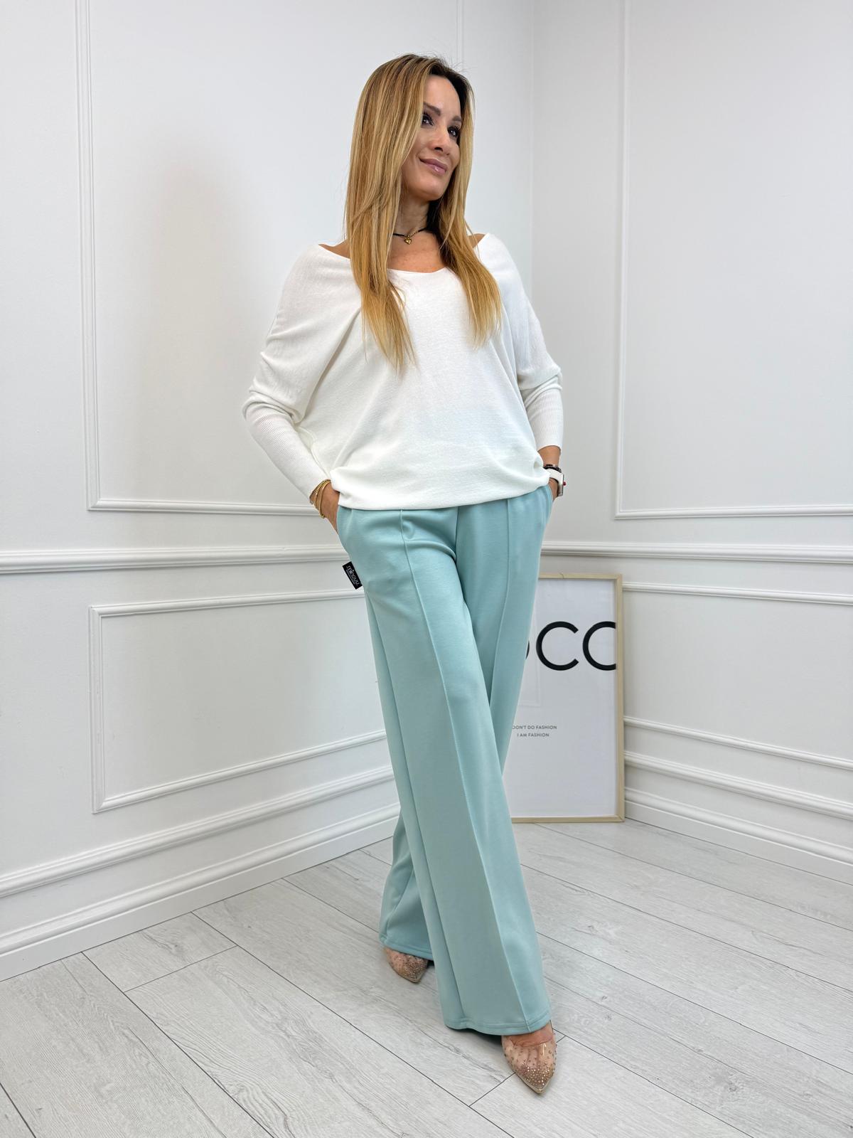 Szałwiowe Szwedy Spodnie z Wysokim Stanem Minouu