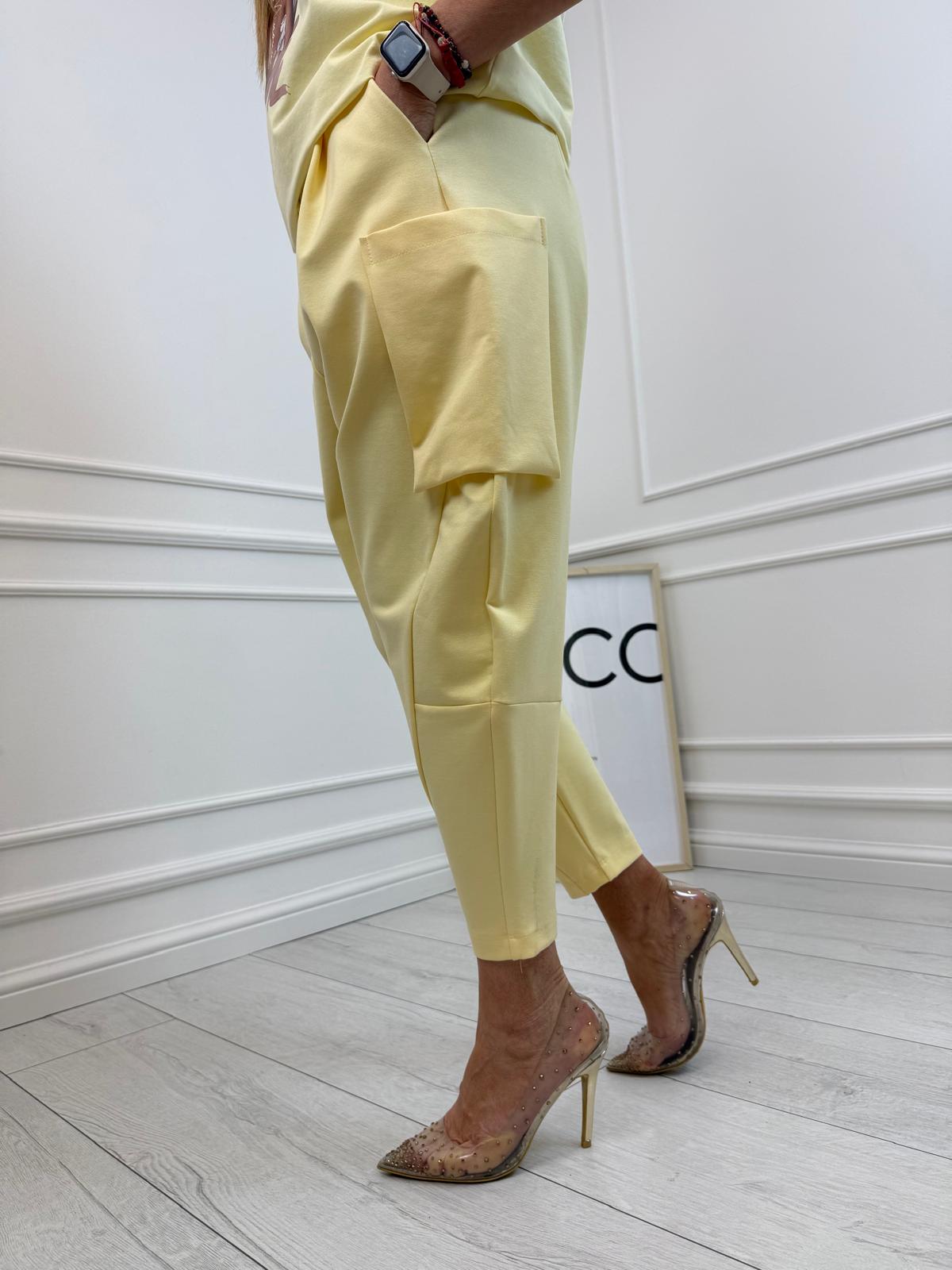 Akacjowe Spodnie Minouu Bojówki z Kieszeniami na Bokach