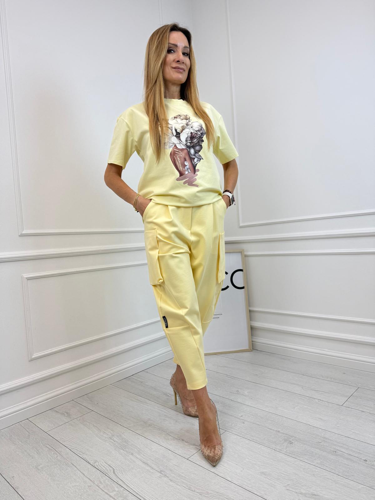 Akacjowe Spodnie Minouu Bojówki z Kieszeniami na Bokach