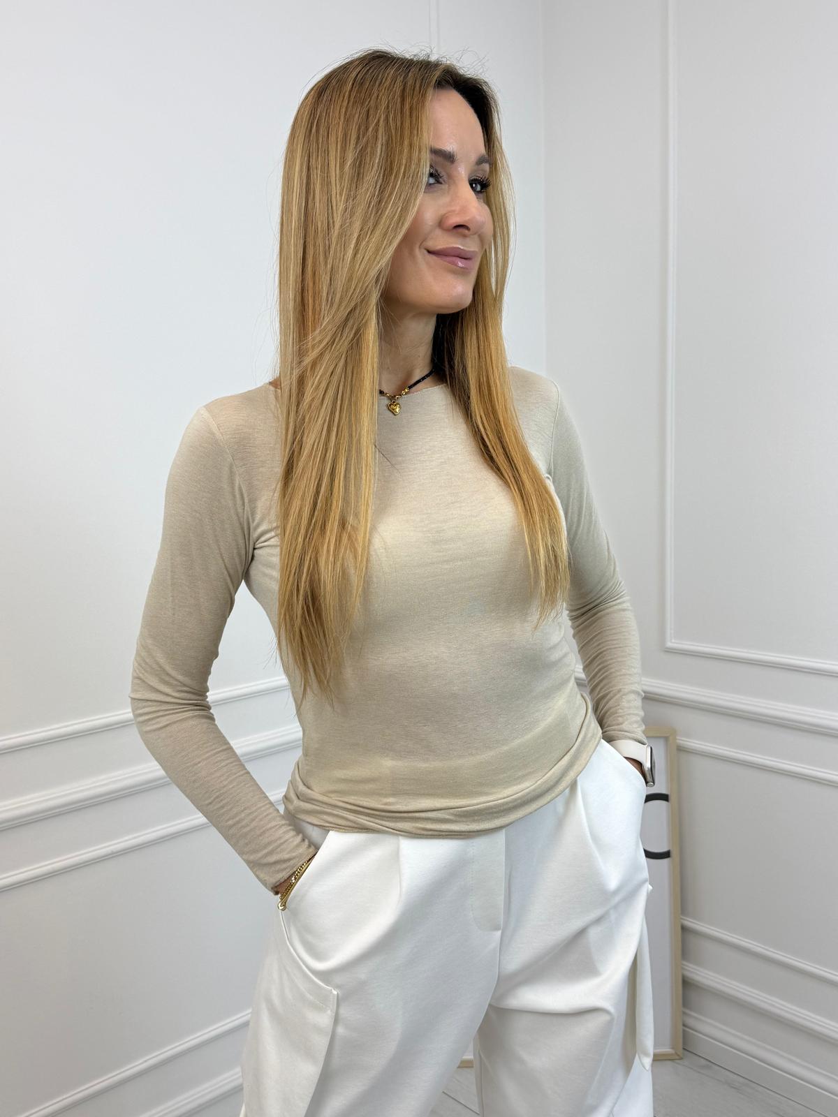 Beżowa Kaszmirowa Bluzeczka Minouu