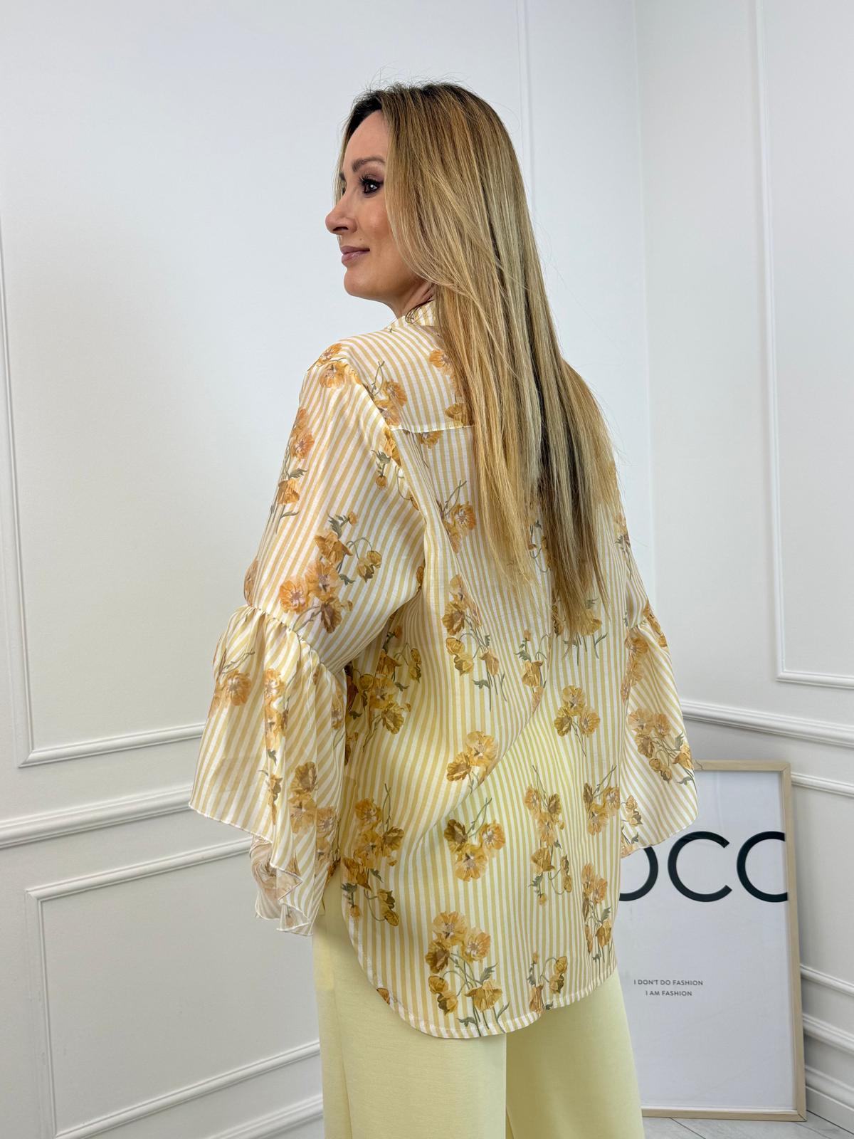   Koszula Minouu Kwiaty z Rozszerzonymi Rękawami