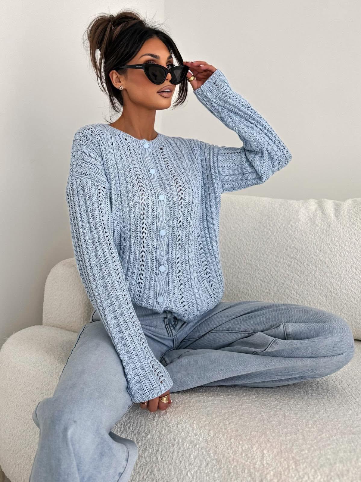  Sweter Bocca Ażurowa Subtelność Błękitny