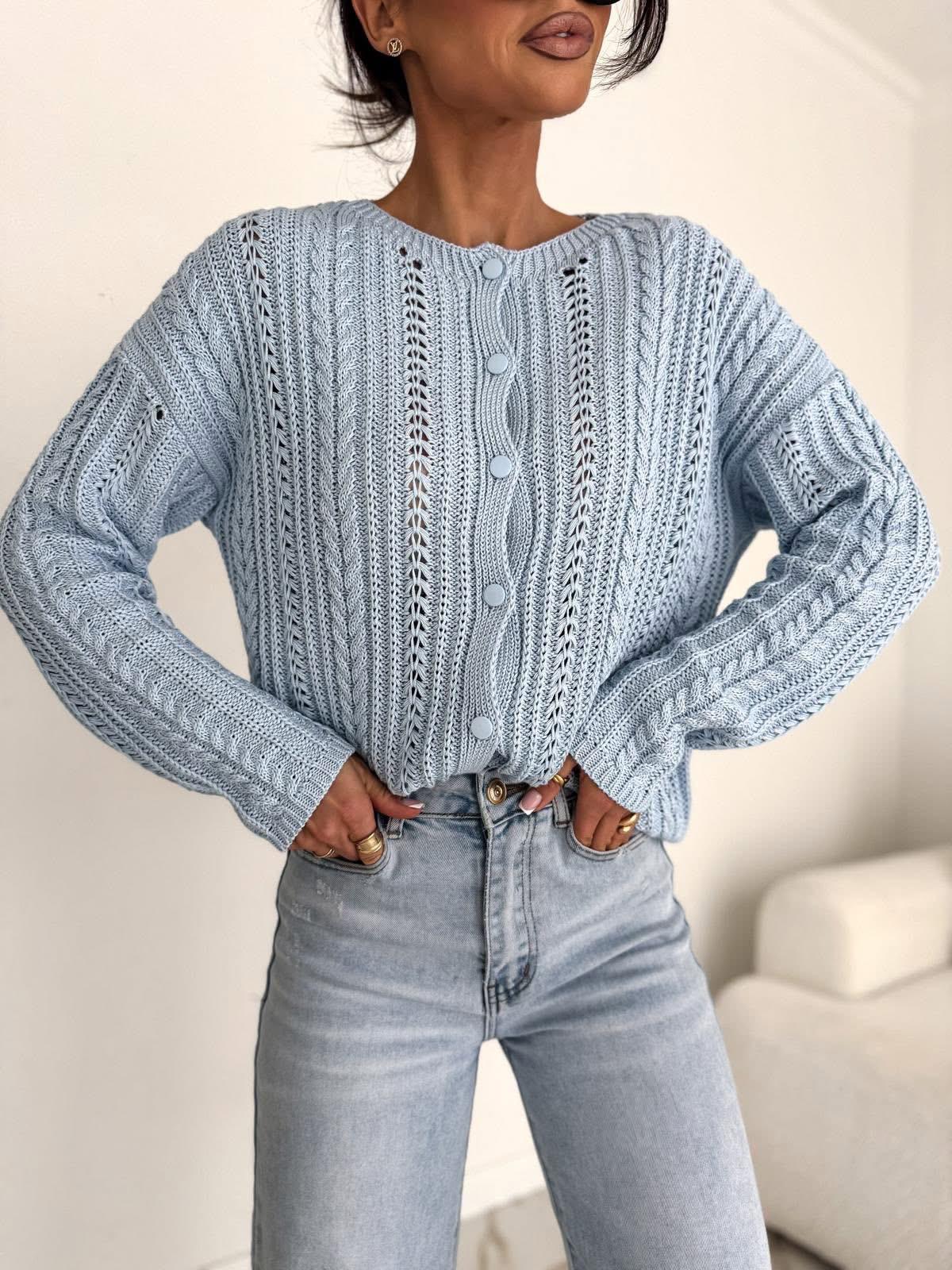  Sweter Bocca Ażurowa Subtelność Błękitny