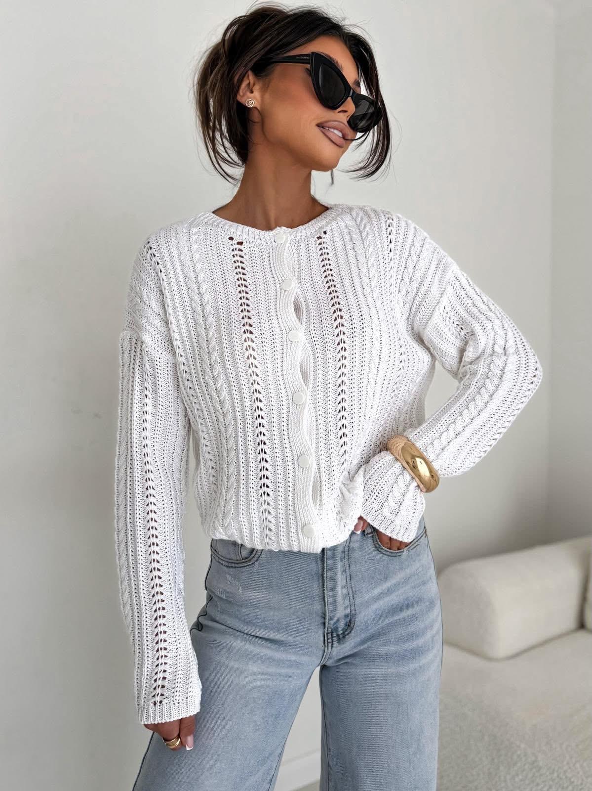  Sweter Bocca Ażurowa Subtelność Biały