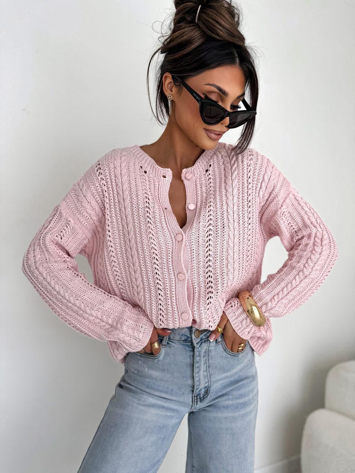  Sweter Bocca Ażurowa Subtelność Różowy