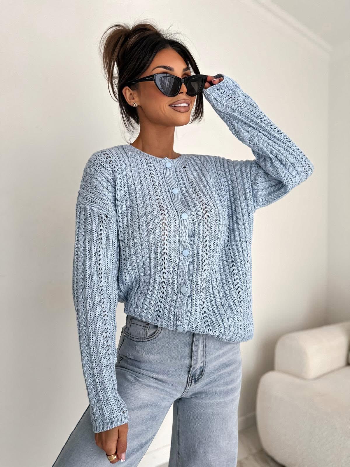  Sweter Bocca Ażurowa Subtelność Błękitny