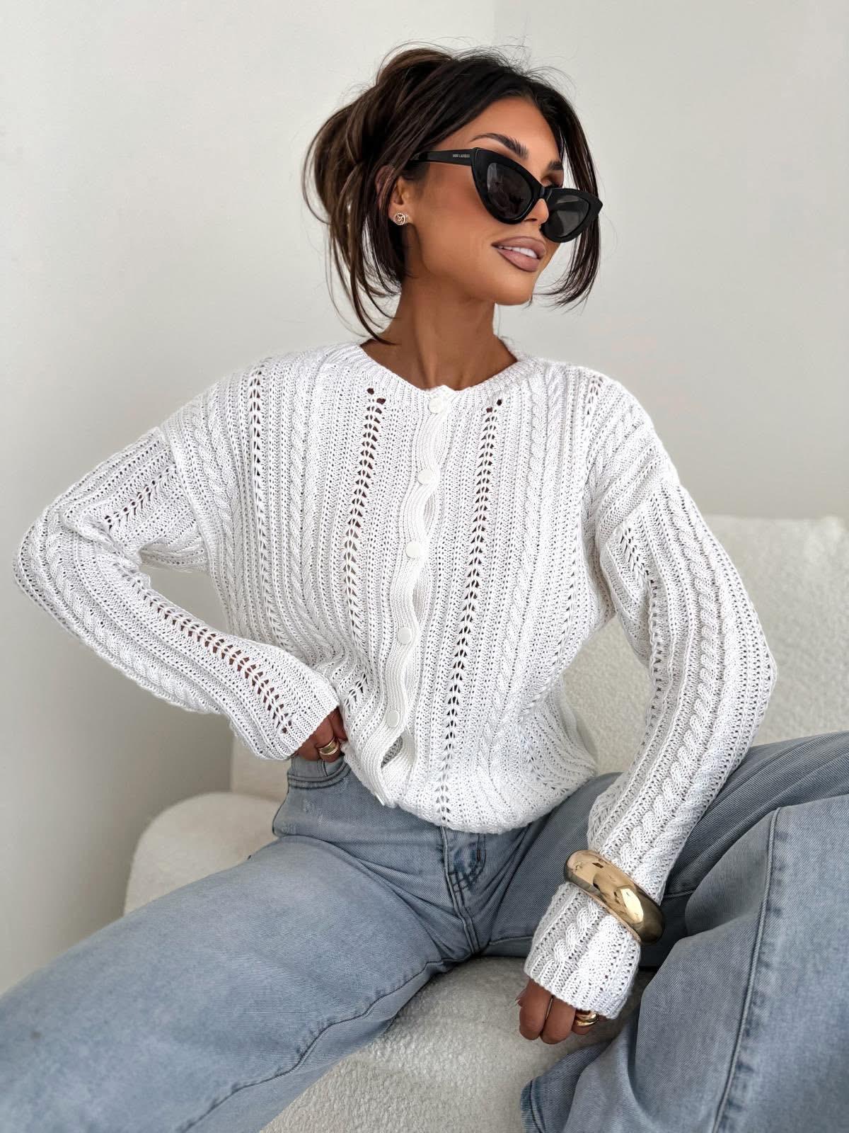  Sweter Bocca Ażurowa Subtelność Biały
