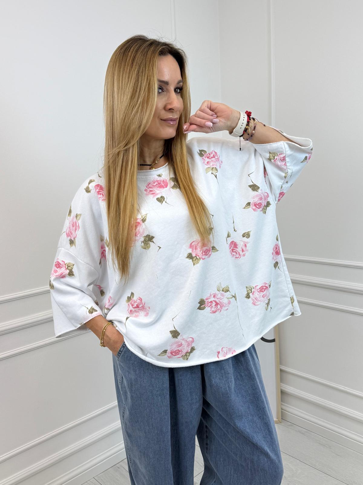 Bawełniana Bluzka w Romantyczne Róże
