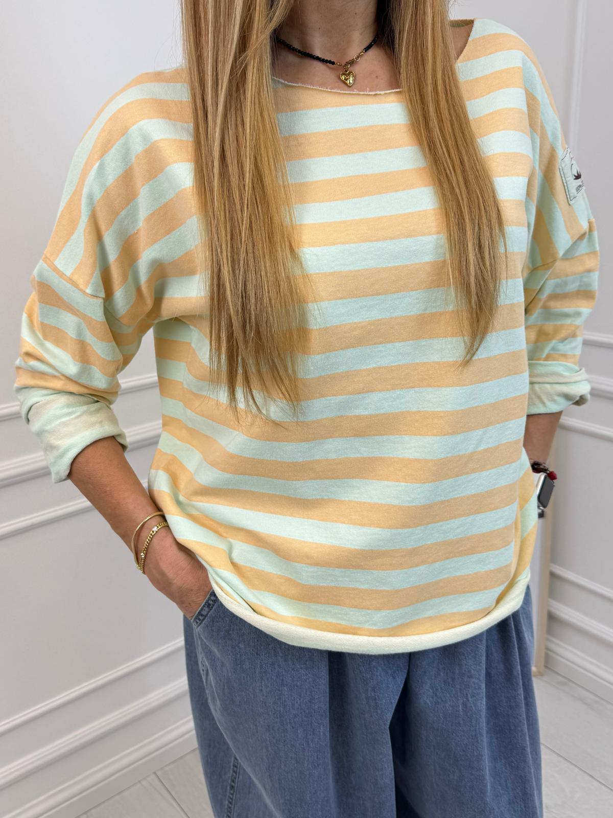 Bawełniana bluzka w pastelowe paski 