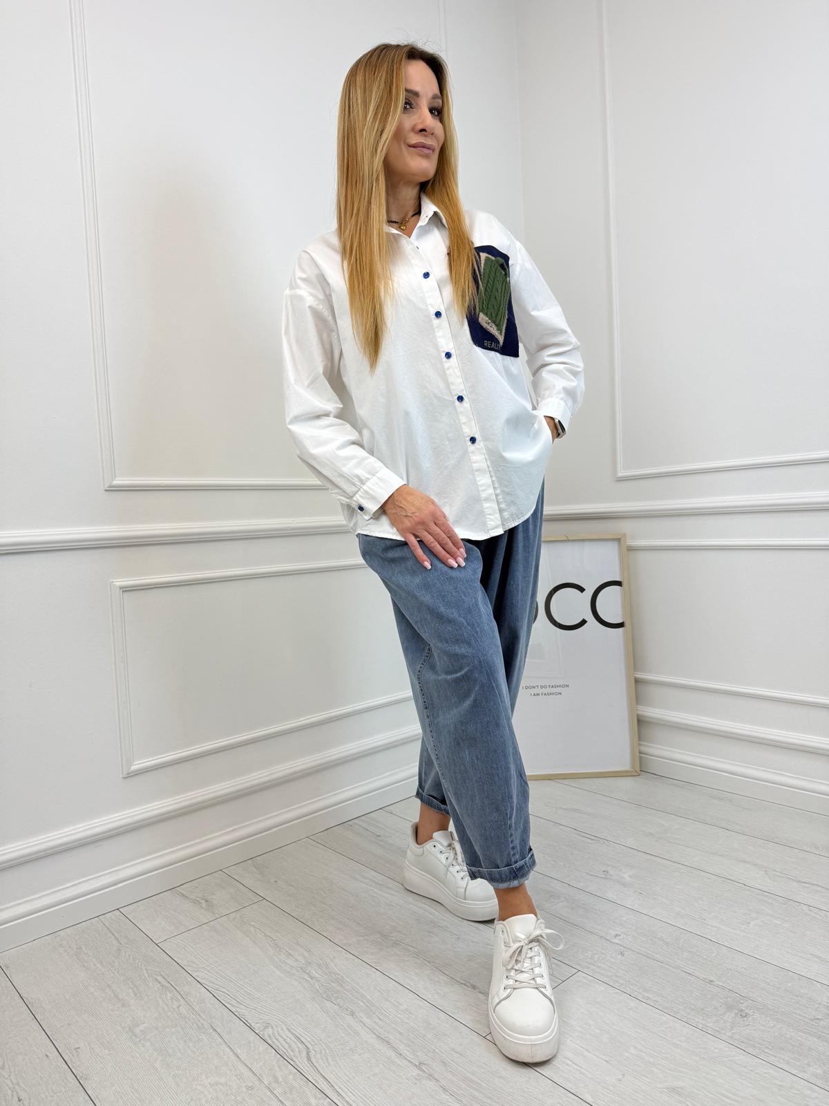 Bawełniana koszula z ozdobną Kieszenią