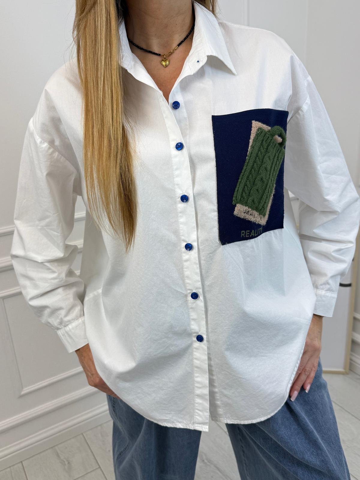 Bawełniana koszula z ozdobną Kieszenią