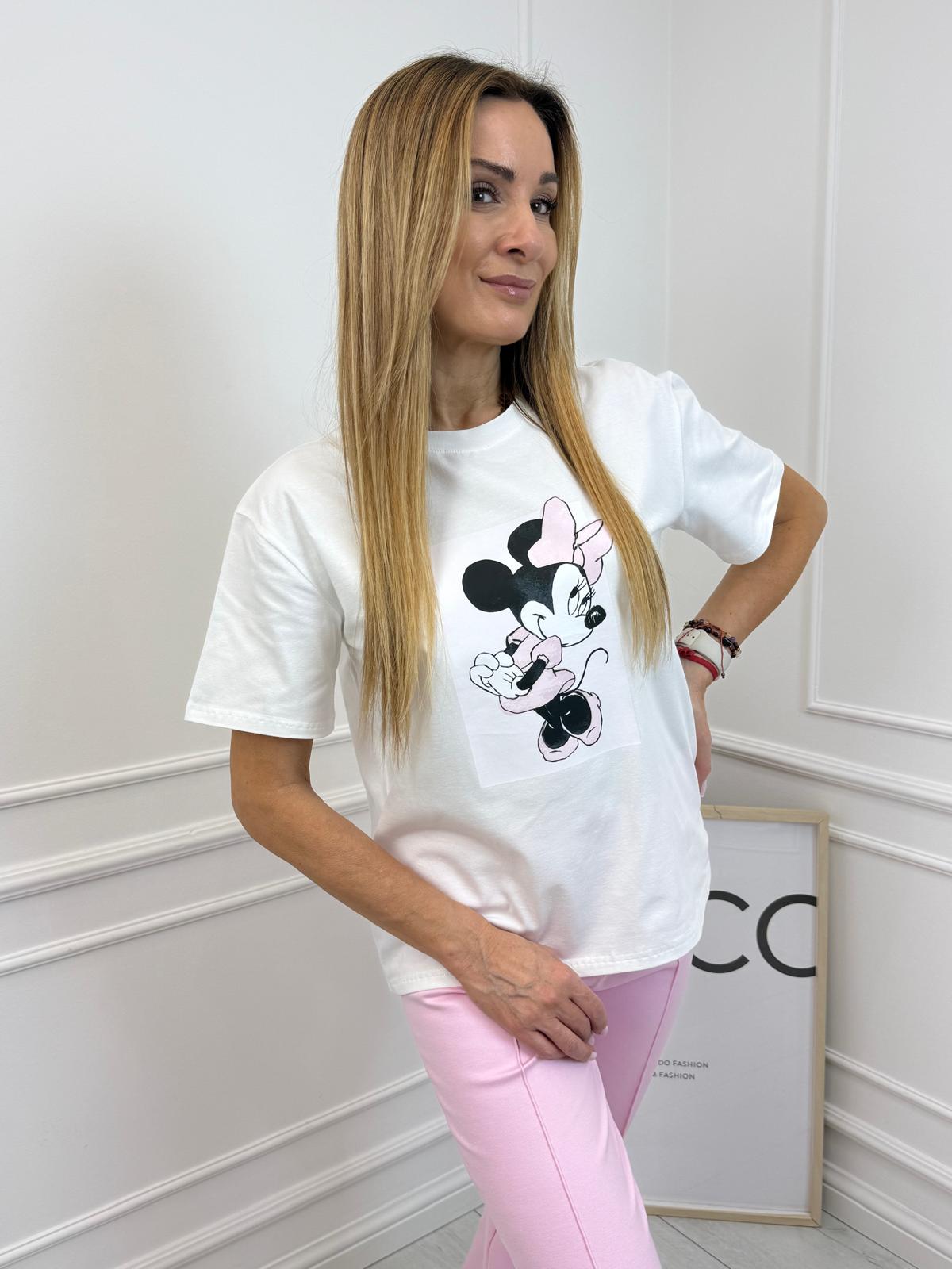 Biała Bluzka T-shirt Nooda z Aplikacją Mimi