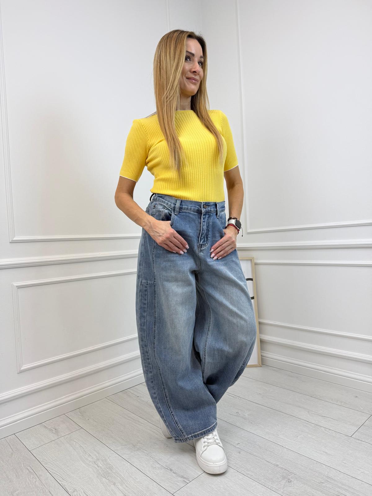 Body Wiskozowe Prążek Minouu Kolor Żółty