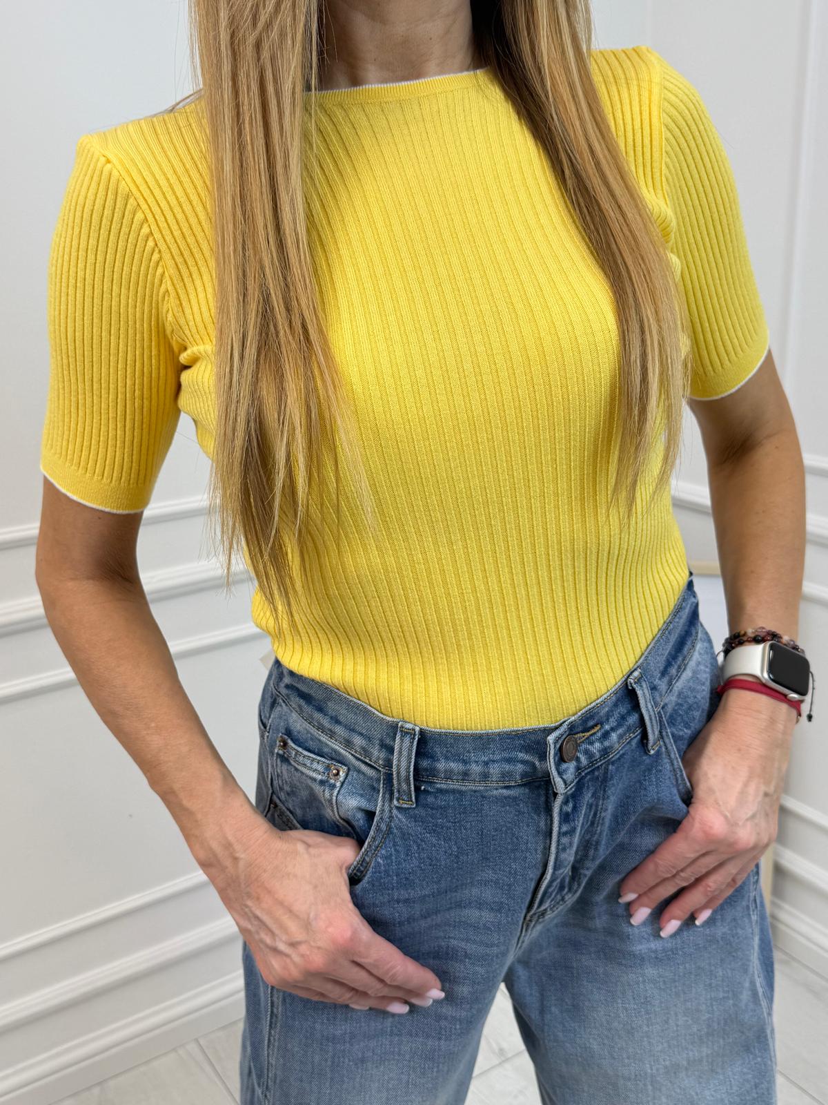 Body Wiskozowe Prążek Minouu Kolor Żółty