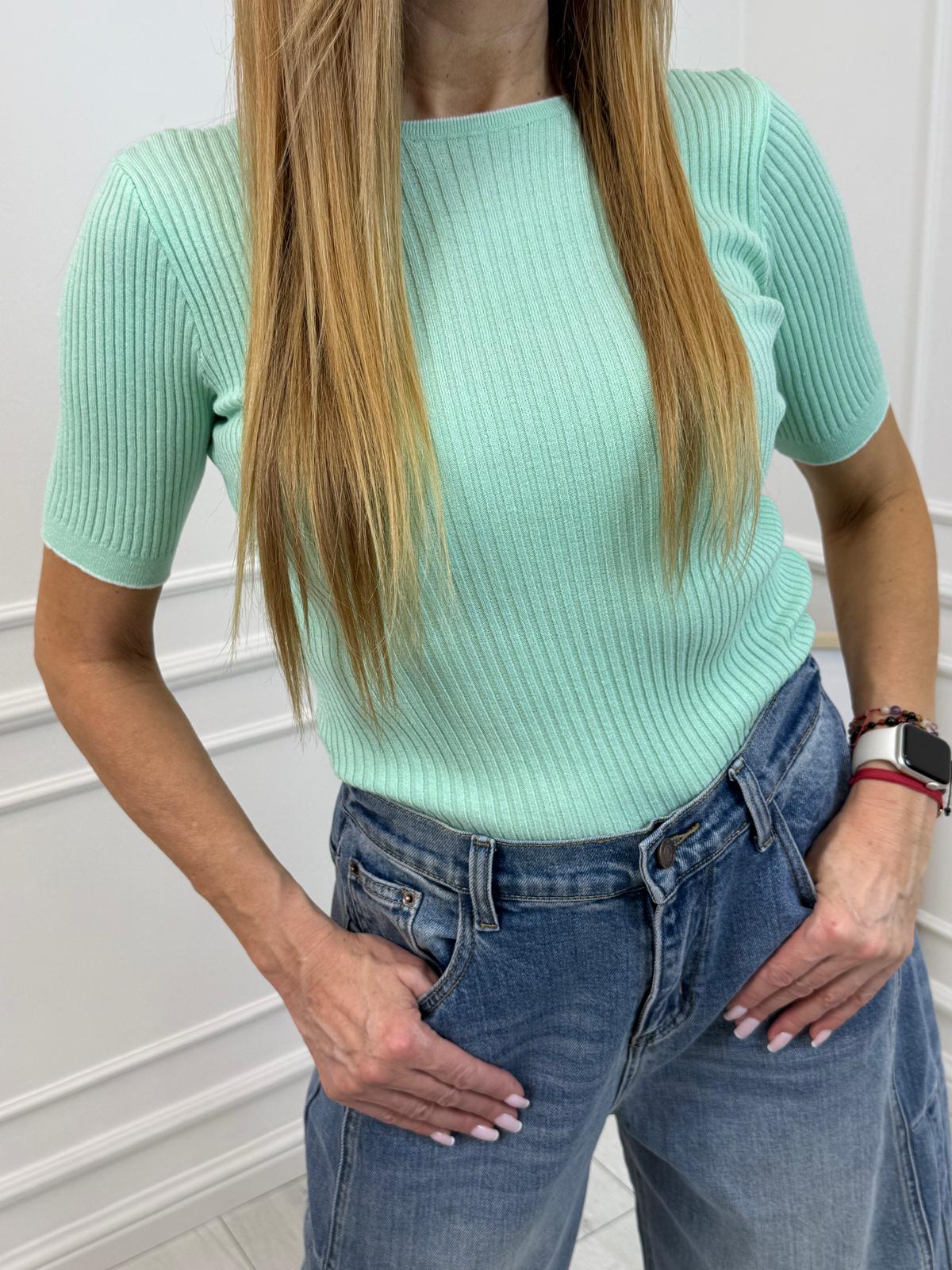 Body Wiskozowe Prążek Minouu Kolor Matcha