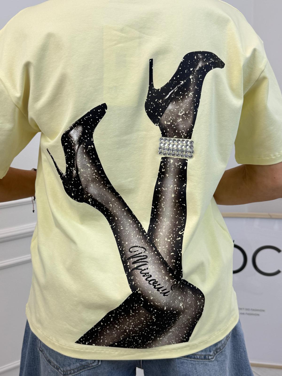  Bluzka T-shirt Minouu SZPILKI na Plecach Kolor Akacja 