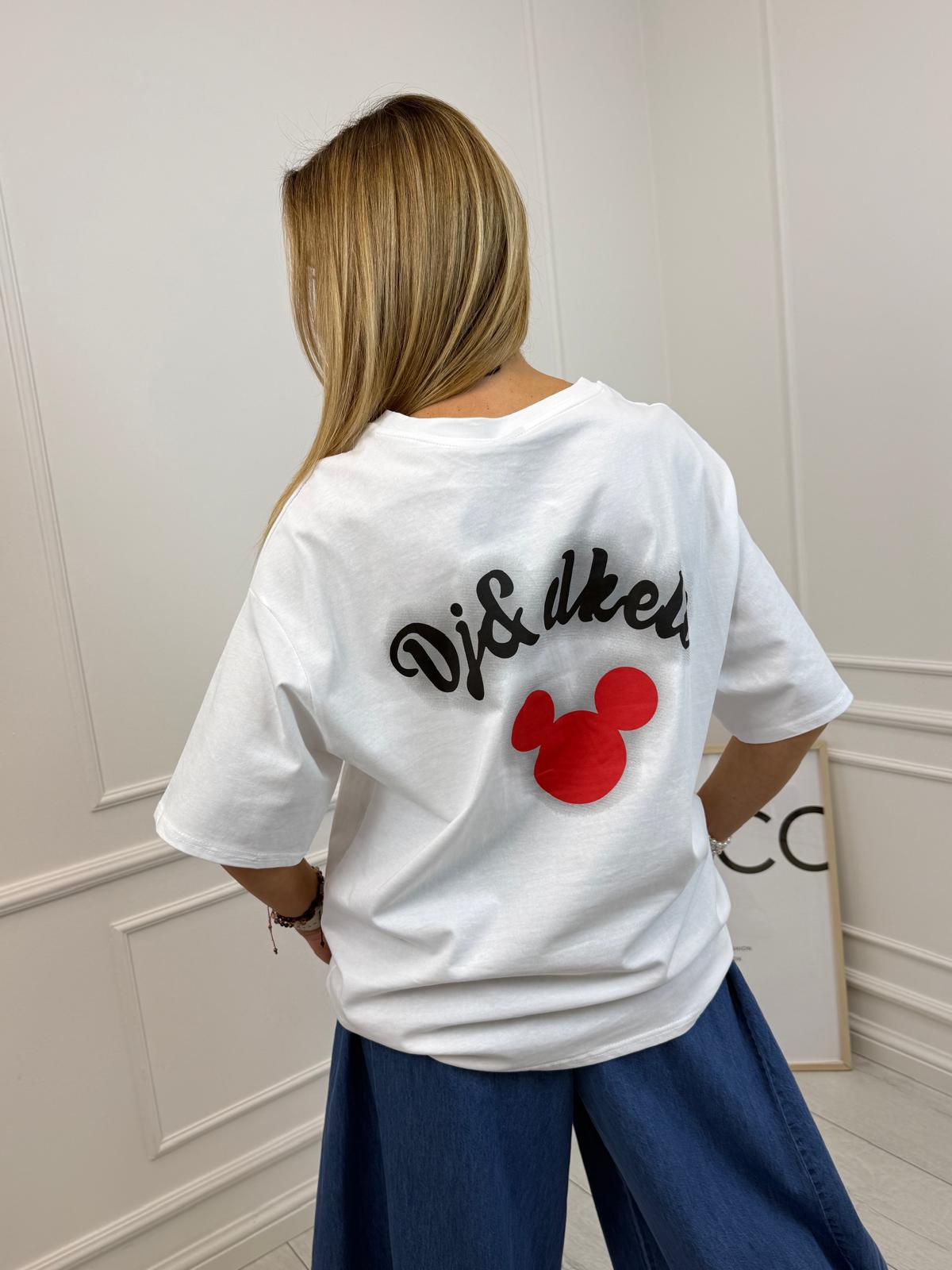 Biała Bluzka T-shirt Oversize MICKEY