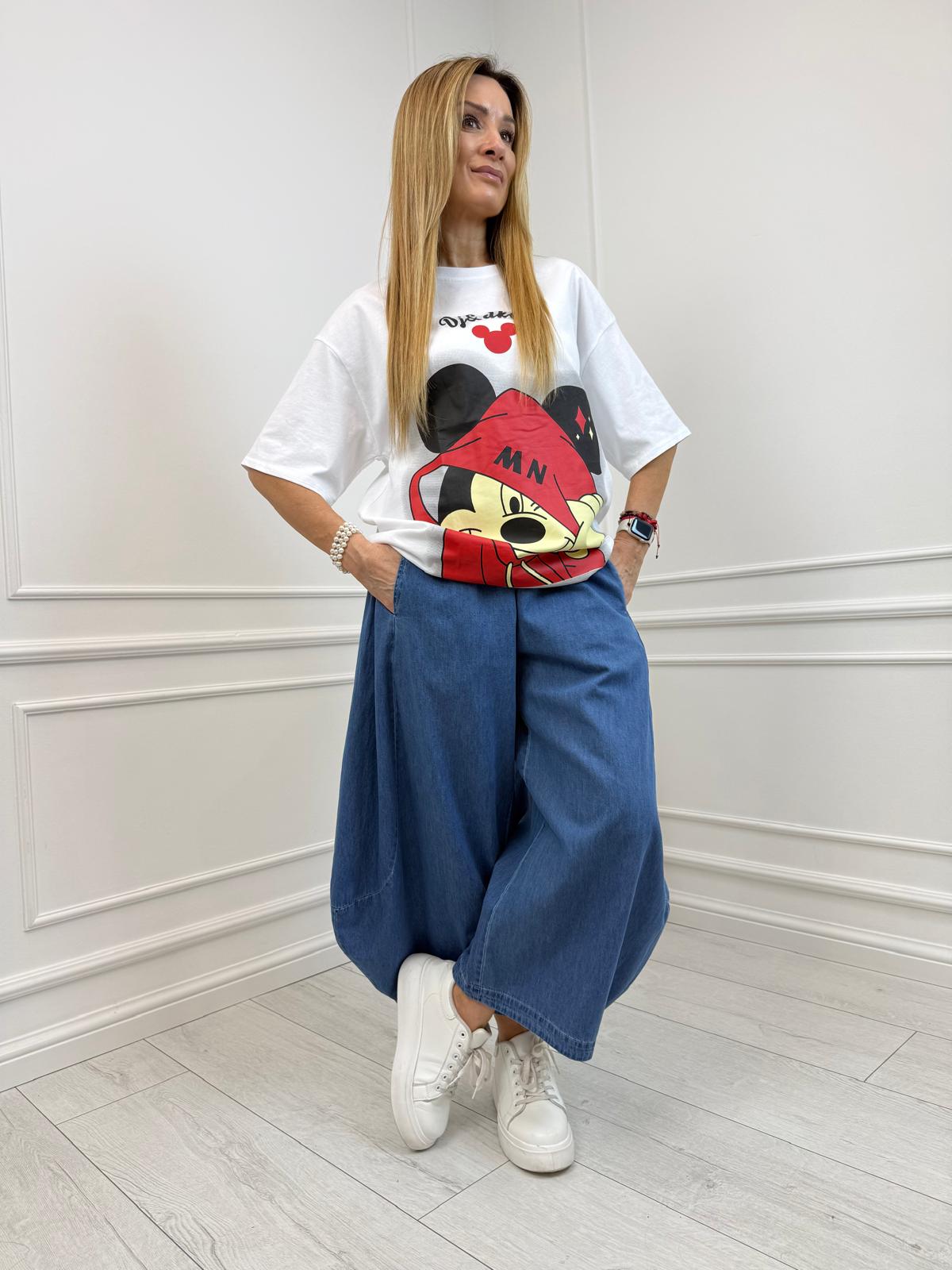 Biała Bluzka T-shirt Oversize MICKEY