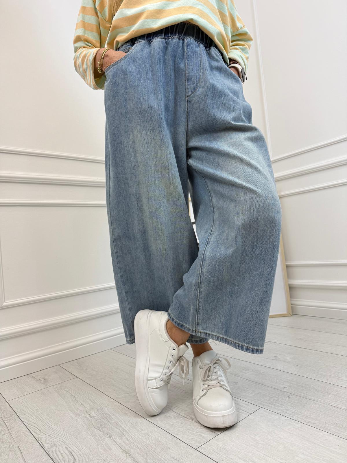 Spodnie Jeans Culotte Dekatyzowane