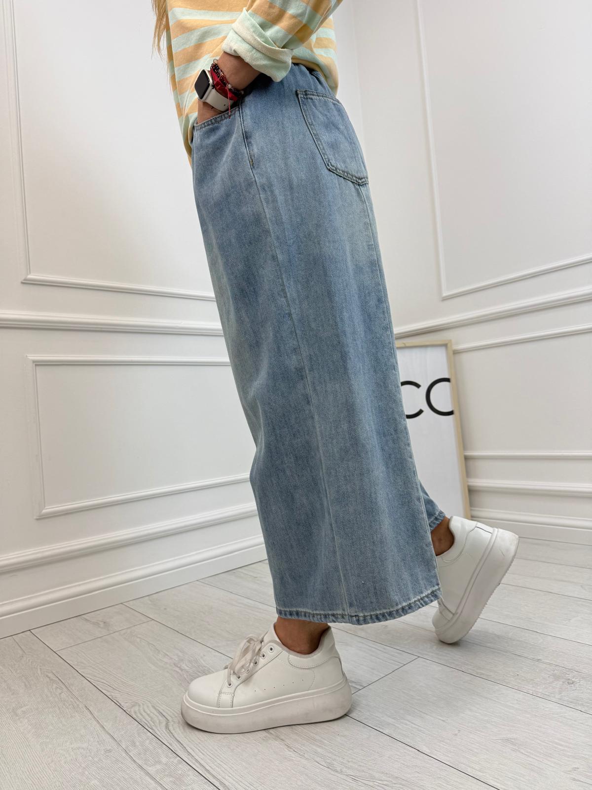 Spodnie Jeans Culotte Dekatyzowane