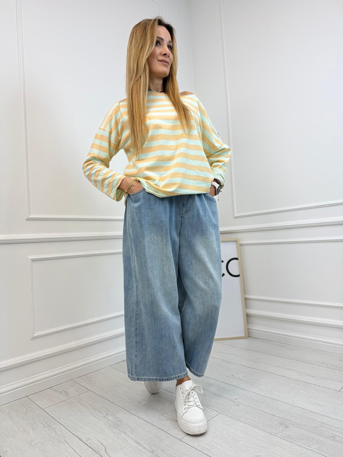 Spodnie Jeans Culotte Dekatyzowane