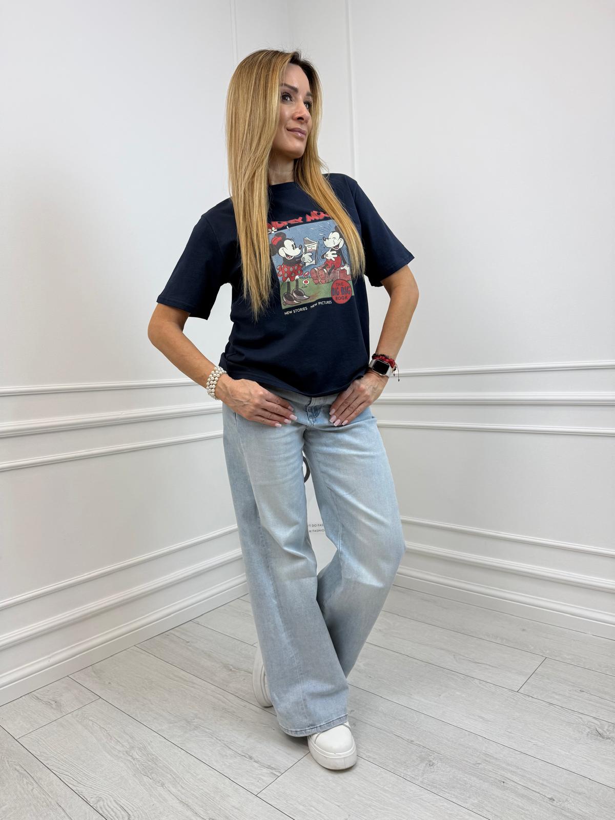 Granatowa Bluzka T-shirt One Size MICKEY