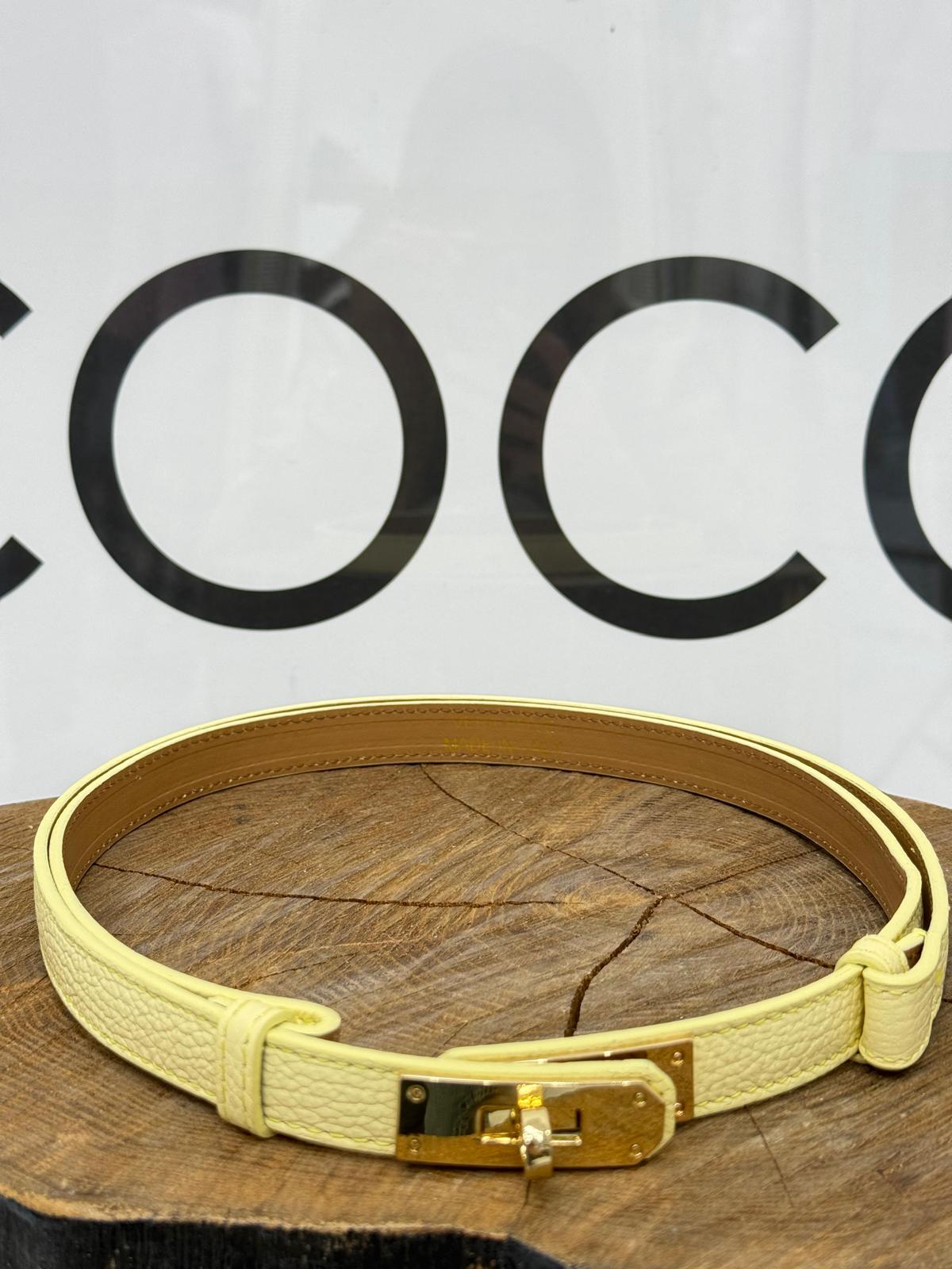 Pasek ala' Hermes Skóra Naturalna Kolor Bananowy