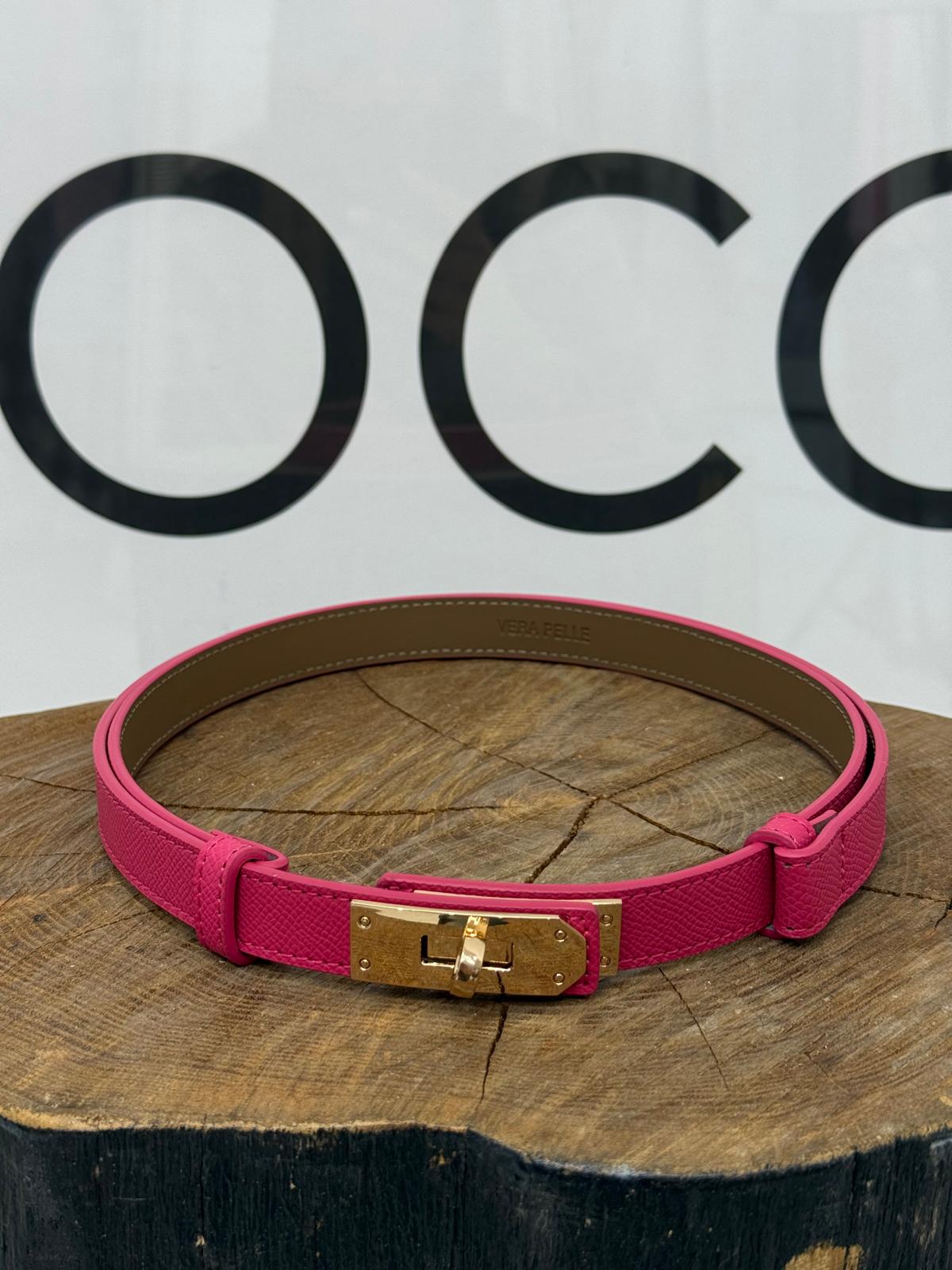 Pasek ala' Hermes Skóra Naturalna Kolor Malina