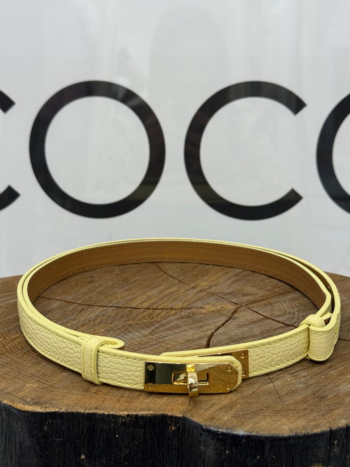 Pasek ala' Hermes Skóra Naturalna Kolor Bananowy