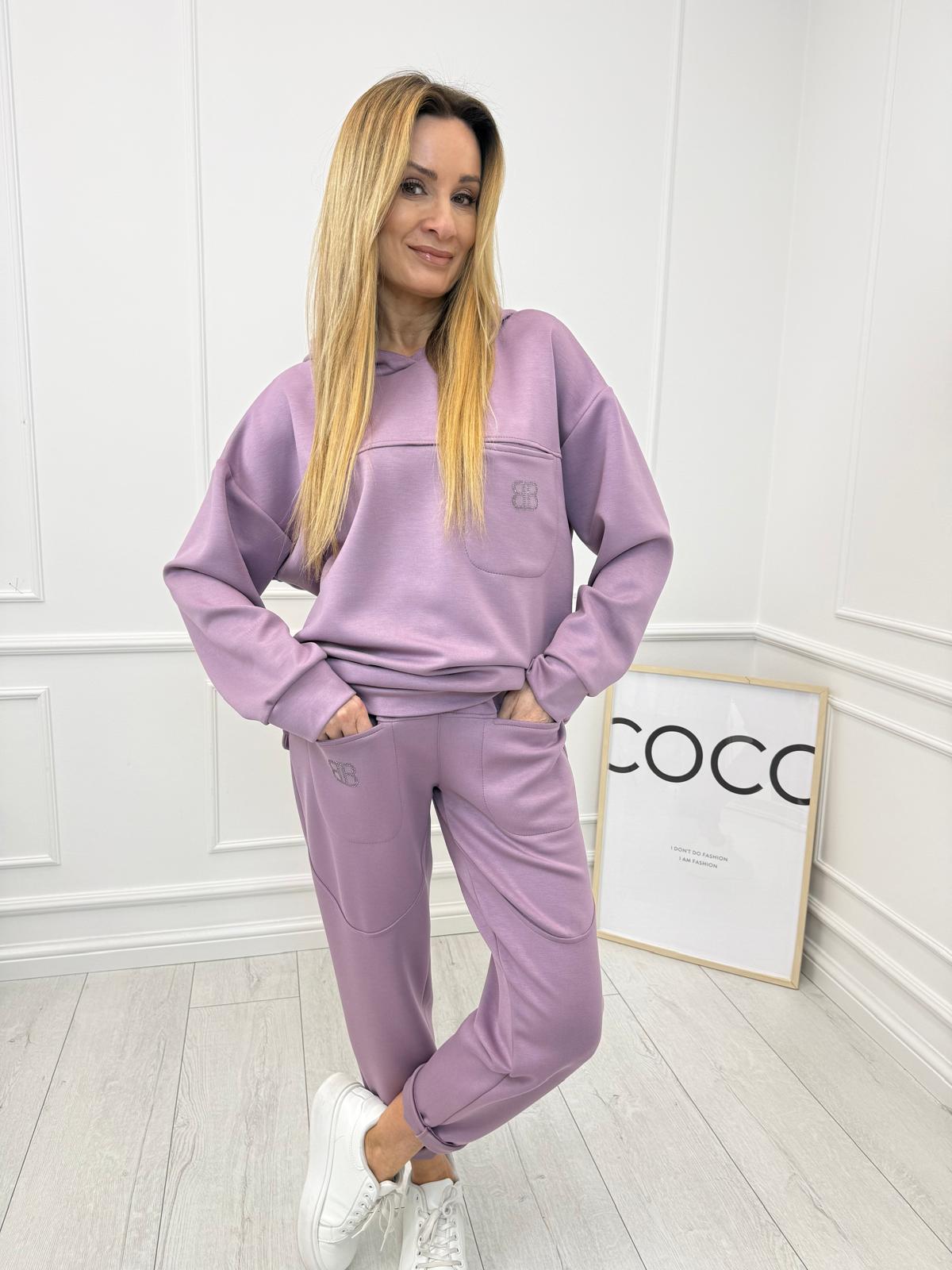 Masełkowy Komplet Dresowy BB Minouu Kolor Borówkowy