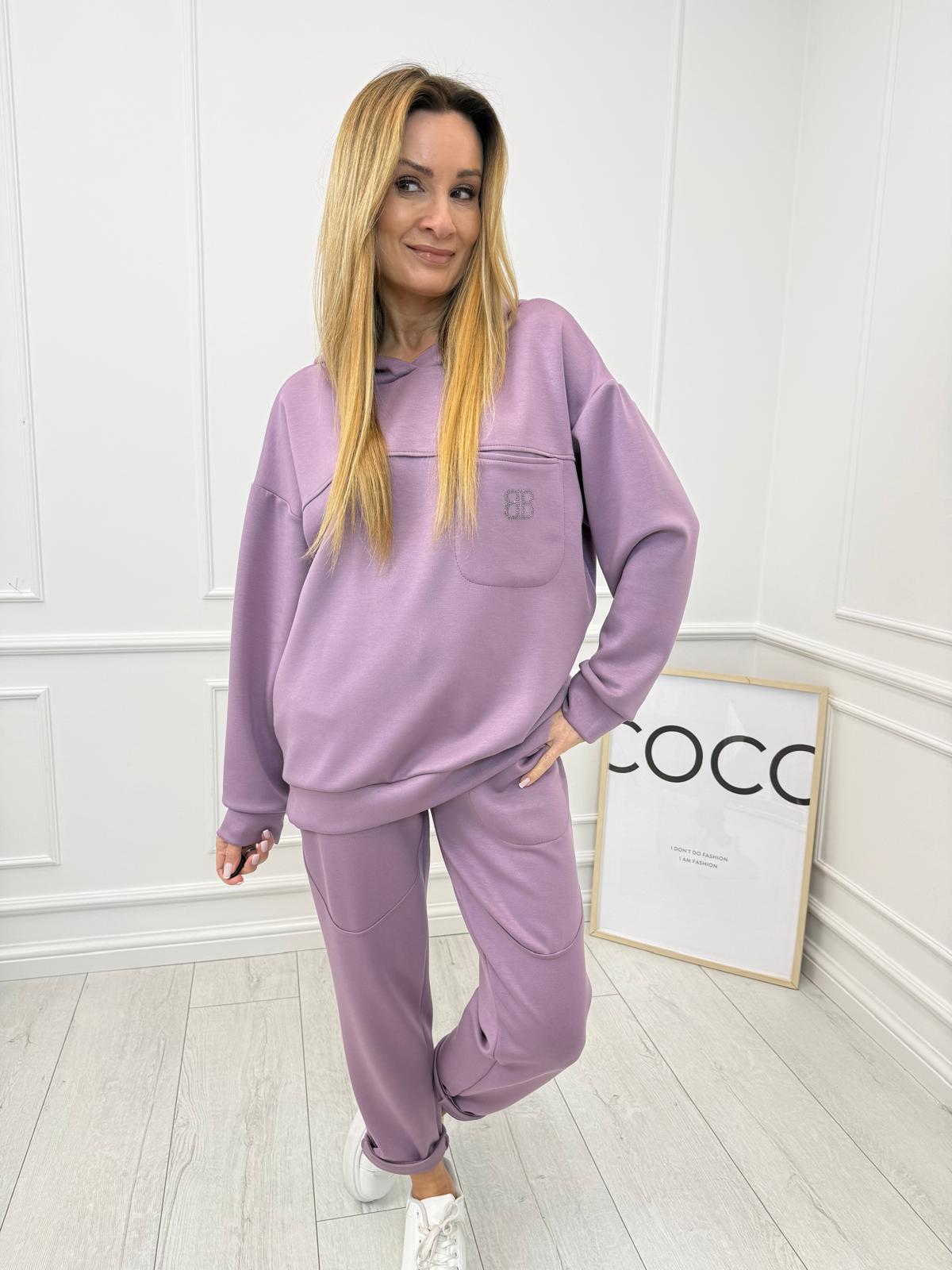 Masełkowy Komplet Dresowy BB Minouu Kolor Borówkowy