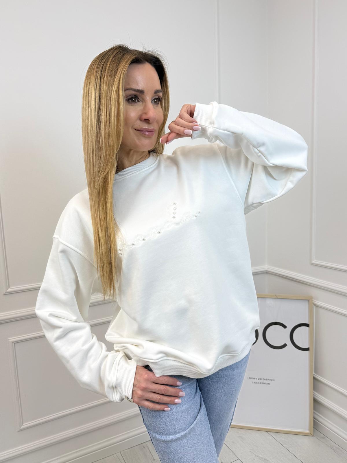 Bluza Nooda Biała z Perłowym Logo