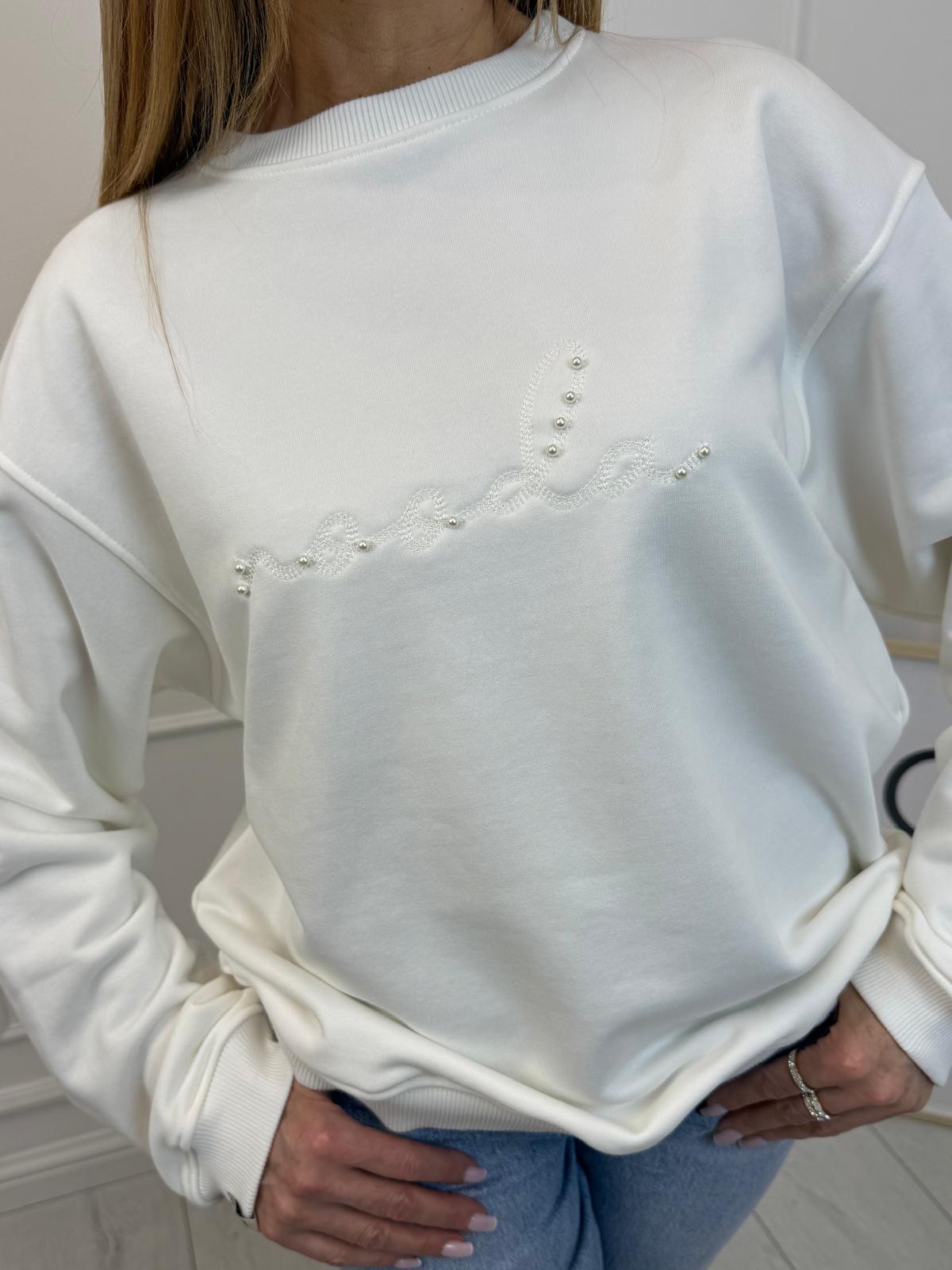 Bluza Nooda Biała z Perłowym Logo