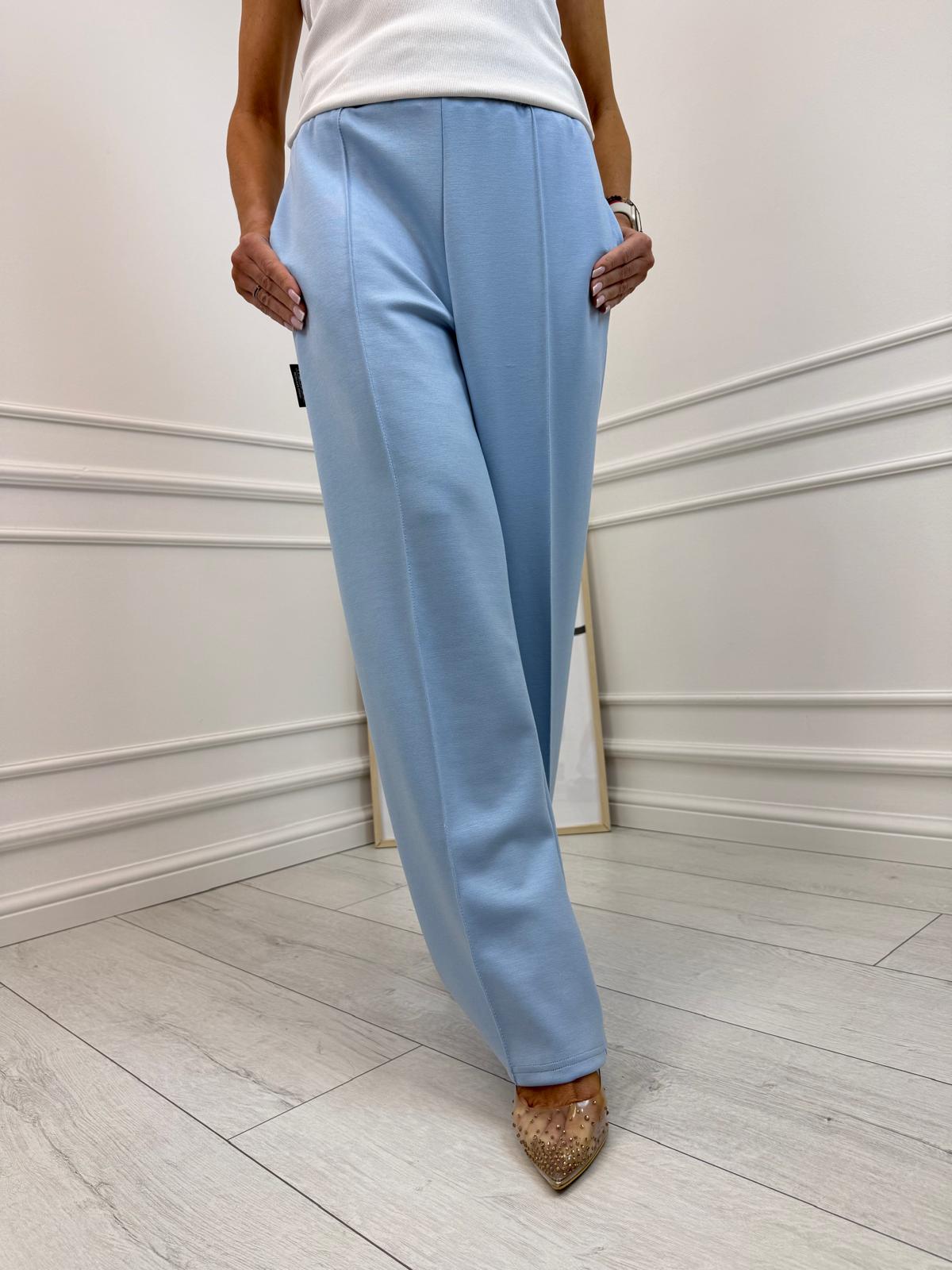 Błękitne Szwedy Spodnie z Wysokim Stanem 