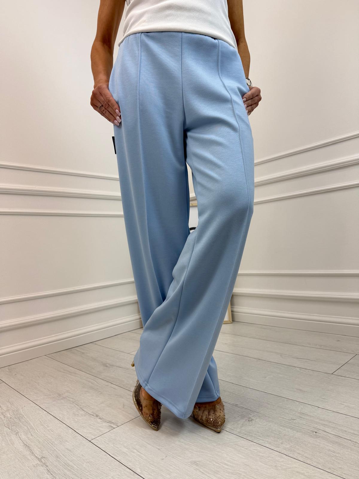 Błękitne Szwedy Spodnie z Wysokim Stanem 