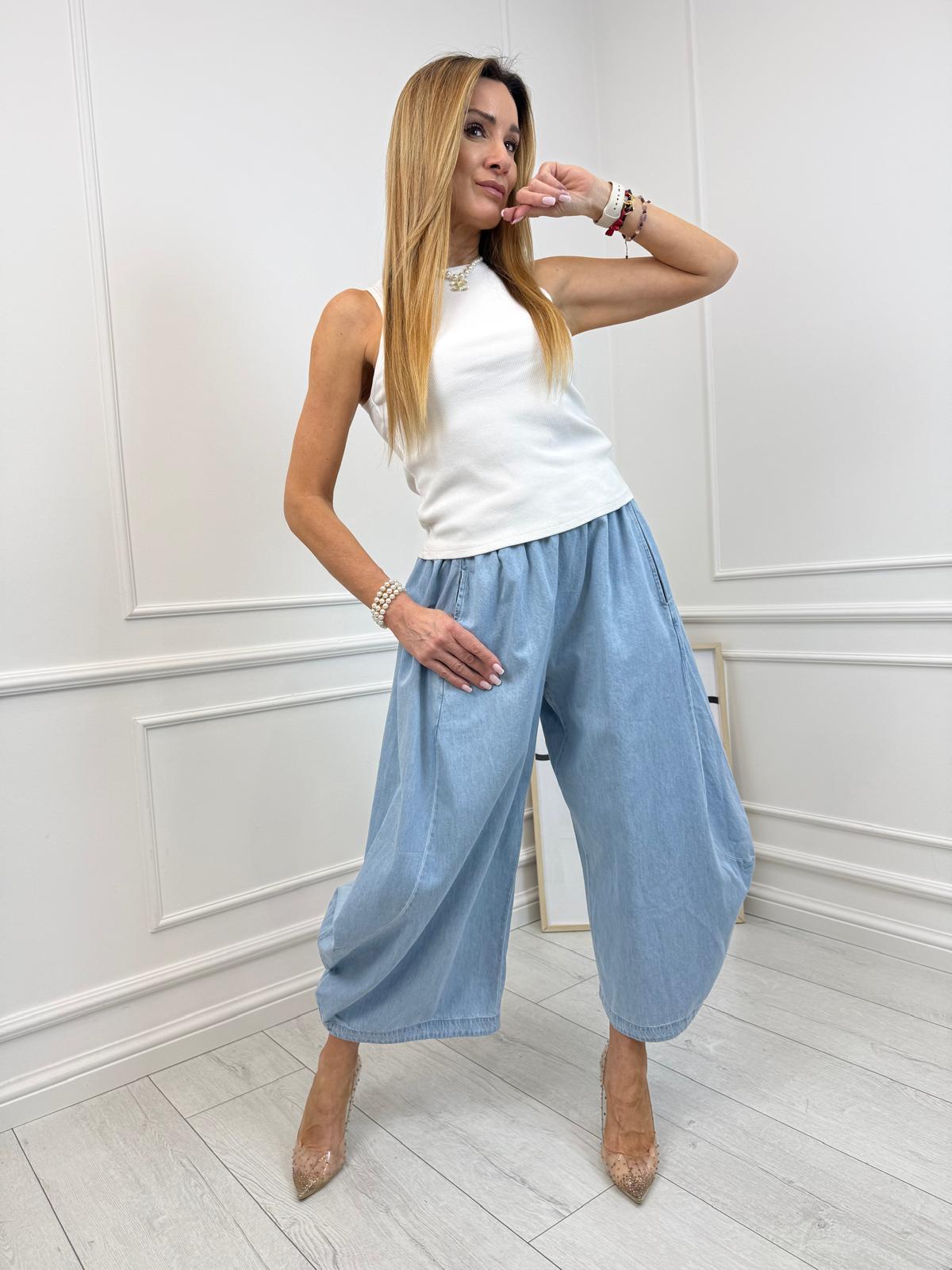 Spodnie Jeans Culotte Błękitne 