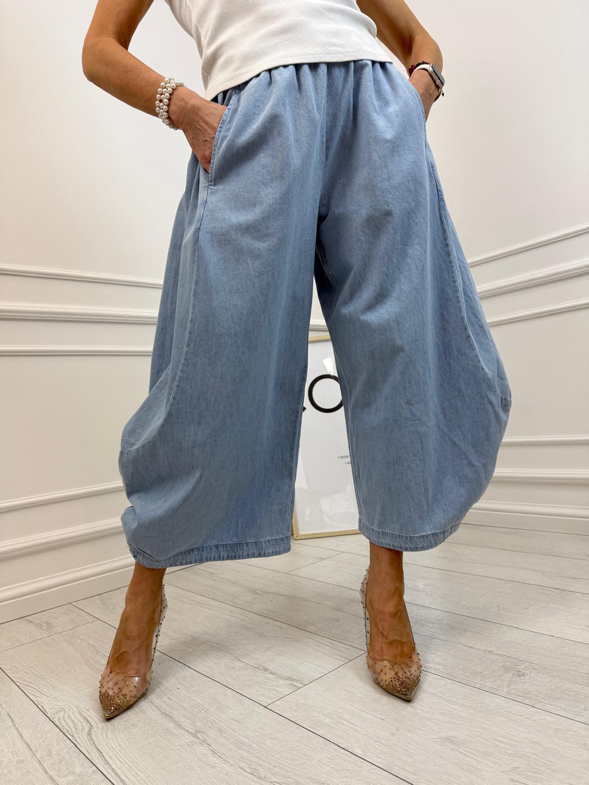 Spodnie Jeans Culotte Błękitne 
