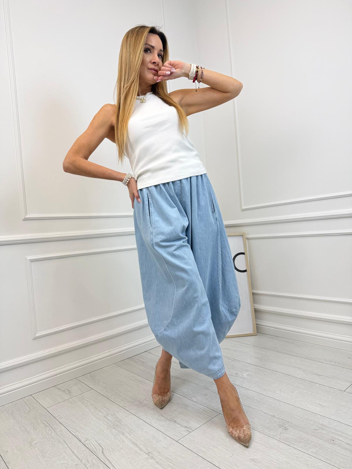 Spodnie Jeans Culotte Błękitne 