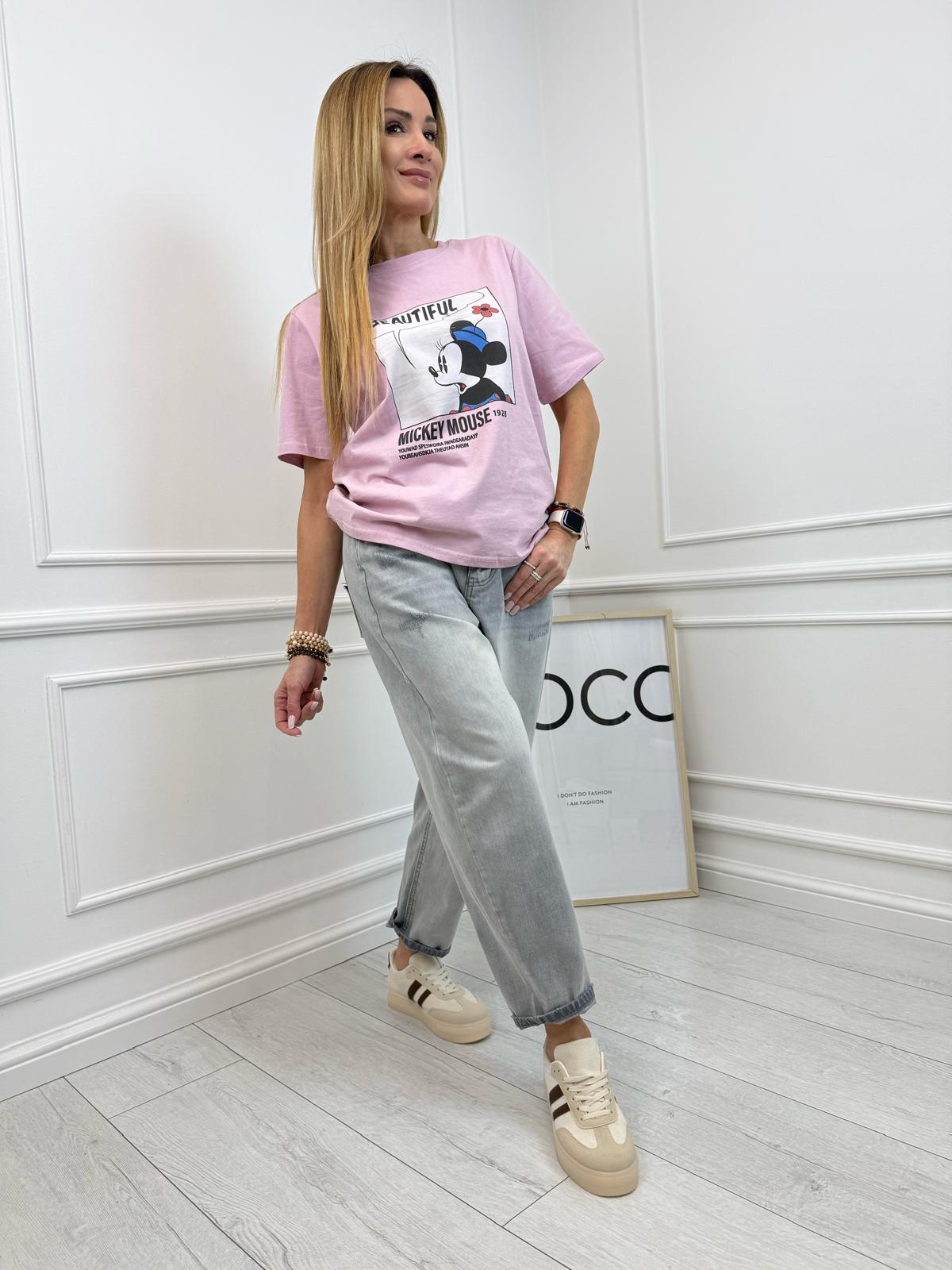 T-shirt Mickey Beautiful Pudrowy Róż