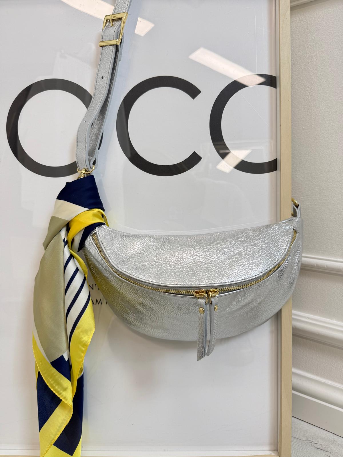 Nerka Torba Borse In Pelle Mleczna Srebrna