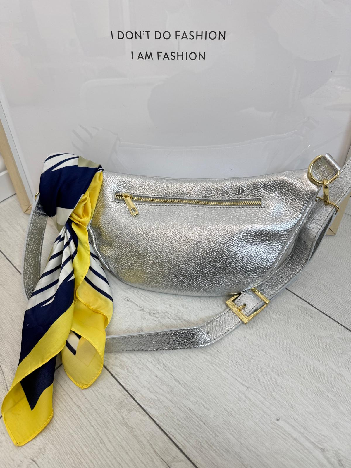 Nerka Torba Borse In Pelle Mleczna Srebrna