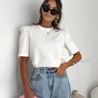 Bluzka z Bufiastym Rękawkiem Bocca Biała 