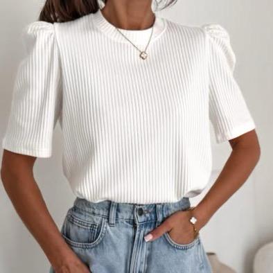 Bluzka z Bufiastym Rękawkiem Bocca Biała