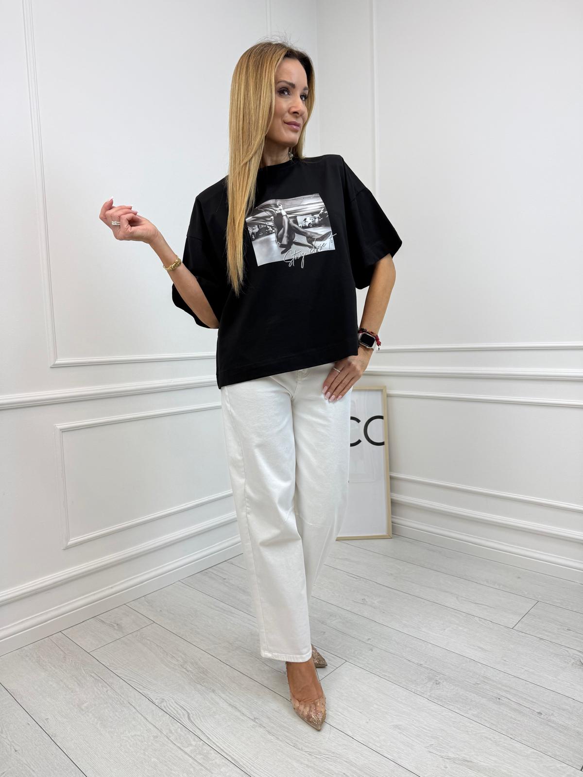 Czarna Bluzka T-shirt 