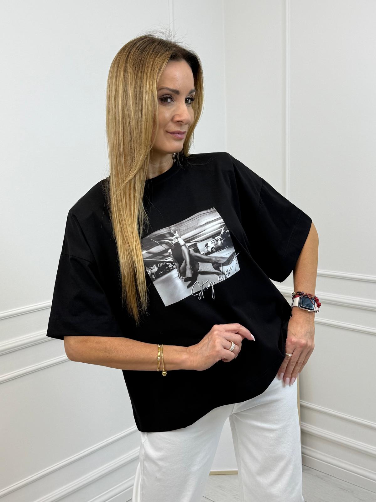 Czarna Bluzka T-shirt 