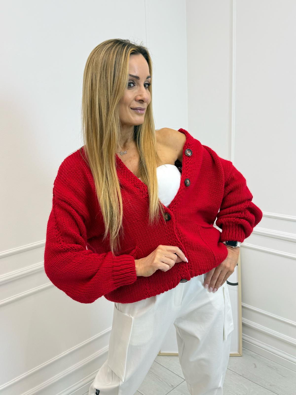 Czerwony Sweter Bomberka Minouu