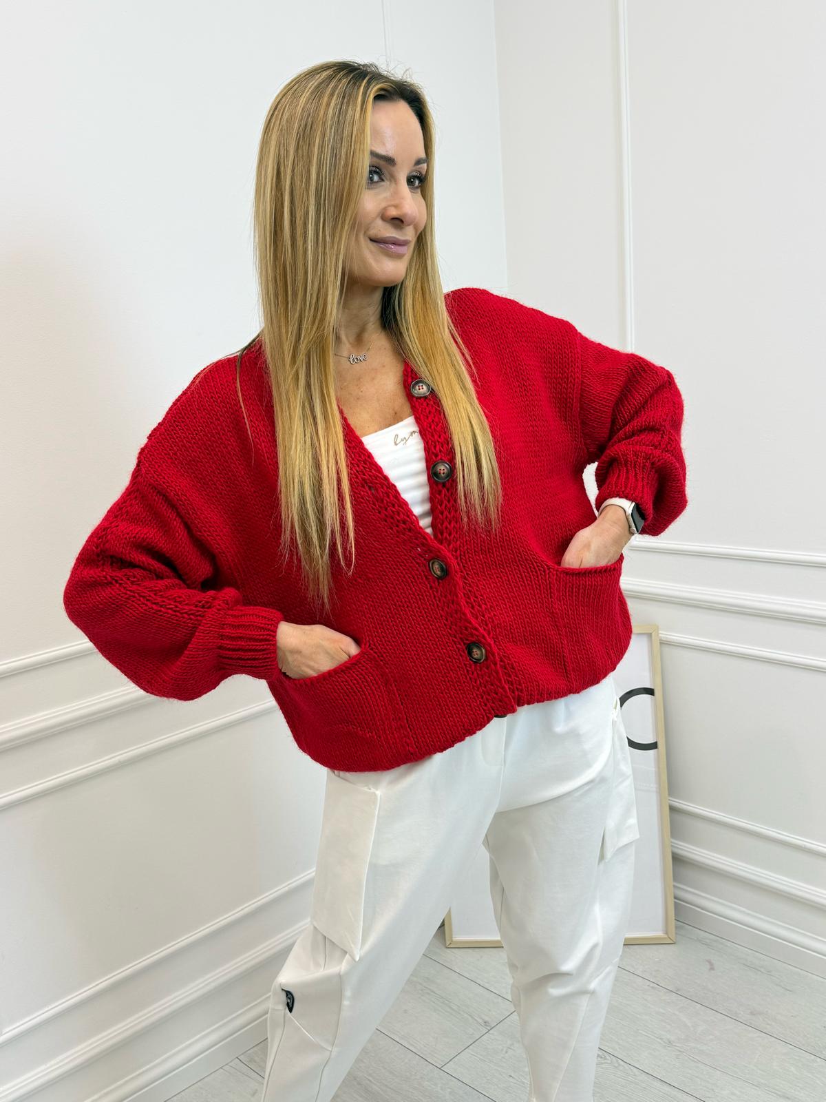 Czerwony Sweter Bomberka Minouu